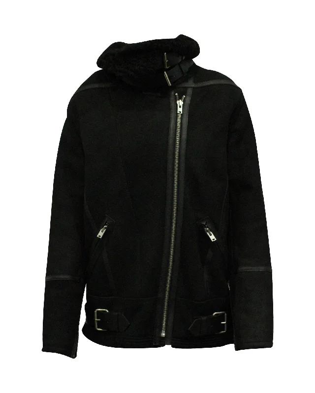 Iro Oversized Biker Jacket in Black Sheep Shearling