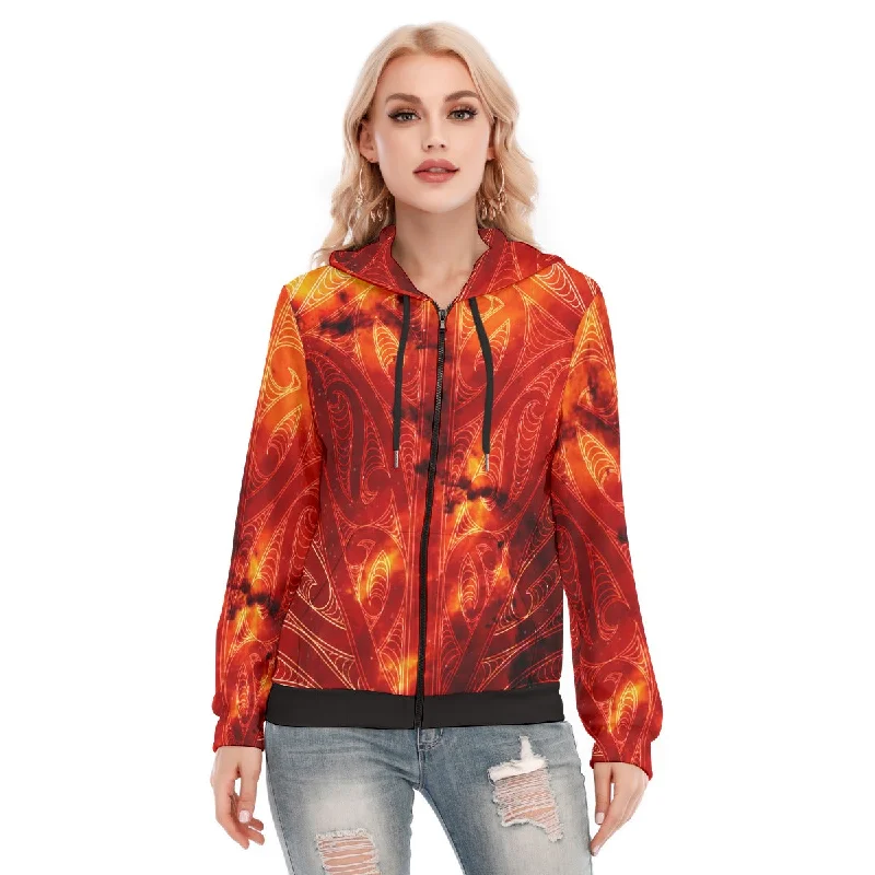 All-Over Print Women's Hoodie With Zipper